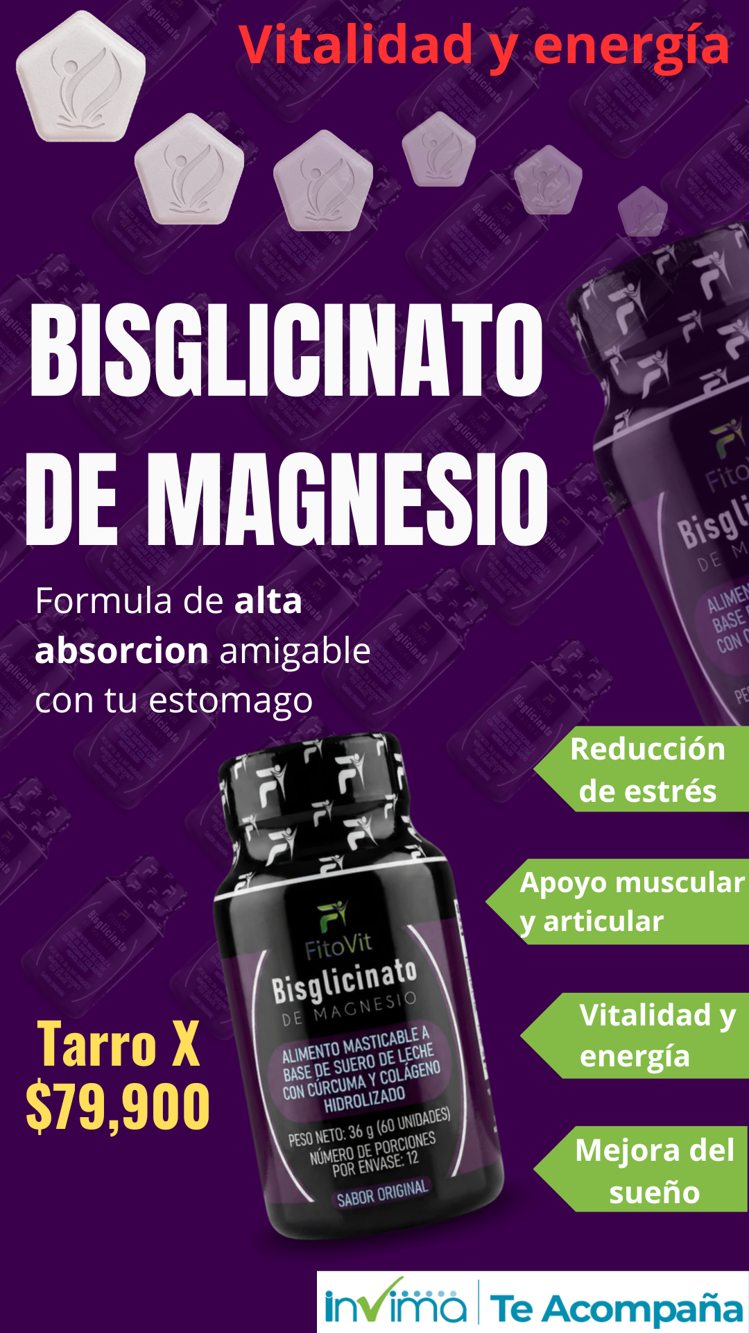 bisglicinato de magnesio 60 und x tarro